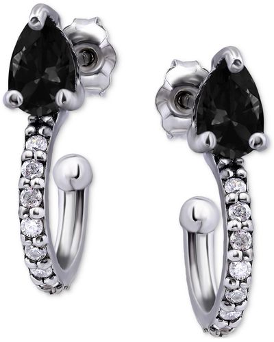 Giani Bernini & White Cubic Zirconia Post Hoop Earrings - Black
