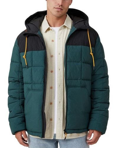 Cotton On Mother Puffer Hooded Jacket - Green