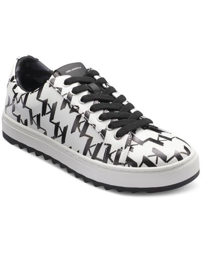 Karl Lagerfeld Karl Lagerfeld Allover Logo Lace Up Low Top Sneaker - White