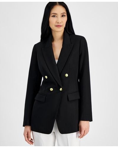 INC International Concepts Petite Double-breasted Blazer - Black