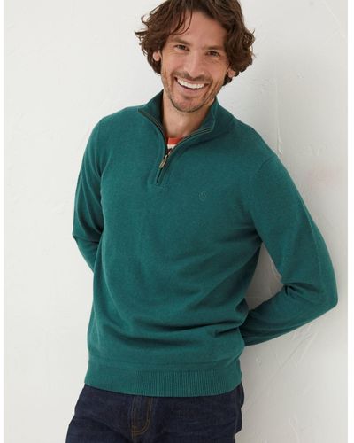 FatFace Braunton Half Zip Sweater - Green
