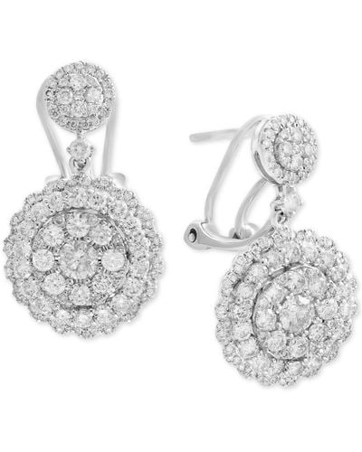 Effy Diamond Cluster Drop Earrings (2-1/10 Ct. T.w.) In 14k White Gold - Metallic