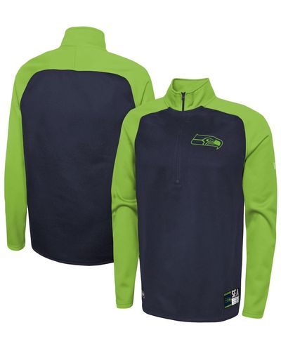 KTZ Seattle Seahawks Combine Authentic O-line Raglan Half-zip Jacket - Green