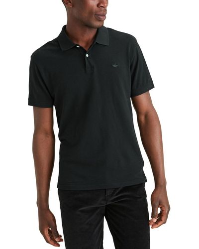 Dockers Icon Slim-fit Embroidered Logo Polo Shirt - Black