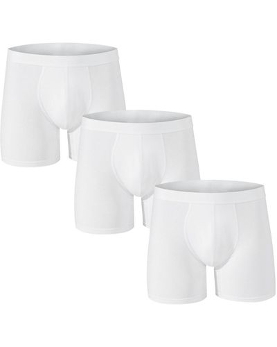Alpine Swiss Boxer Briefs 3 Pack Underwear Breathable Comfortable Trunks - White