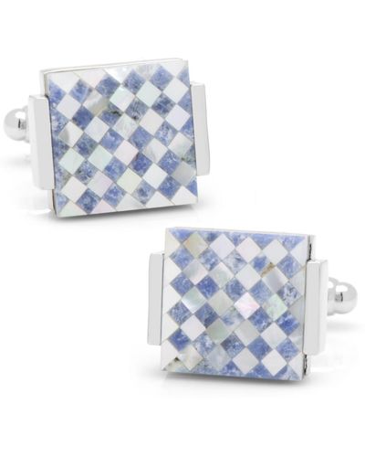 Cufflinks Inc. Floating Mother Of Pearl Checkered Cufflinks - Blue