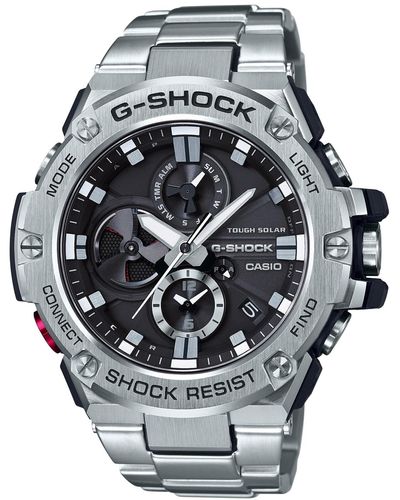 G-Shock G-steel By G-shock Quartz Solar Bluetooth Connected Watch With Stainless-steel Strap, Silver, (model: Gst-b100d-1acr) - Metallic
