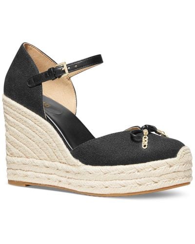 Michael Kors Michael Nori Espadrille Platform Wedge Sandals - Black