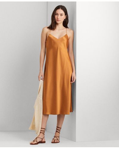 Lauren by Ralph Lauren Charmeuse Slip Dress - Orange