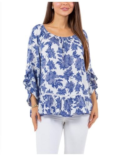 Fever Printed Challis Love Child Top - Blue