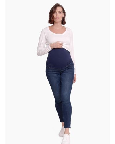Ingrid & Isabel Maternity Maternity Skinny Jean With Crossover Panel - Blue