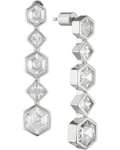 Bonheur Jewelry Milou Statement Crystal Drop Earrings - White