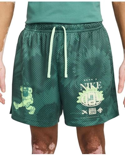 Nike Club Mesh Flow Atheltic-fit Printed Shorts - Green
