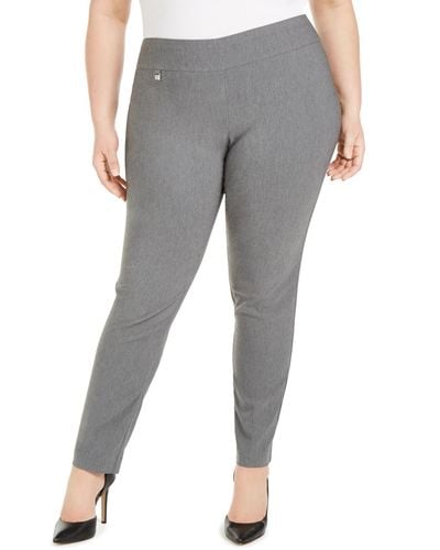 Alfani Plus Size Tummy-control Pull-on Skinny Pants - Gray