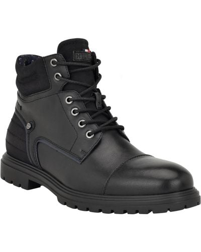 Tommy Hilfiger Oregon Cap Toe Lace-up Lug Boots - Black