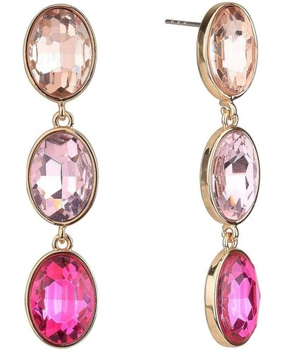 Laundry by Shelli Segal Faceted Stone Linear Earrings - Pink