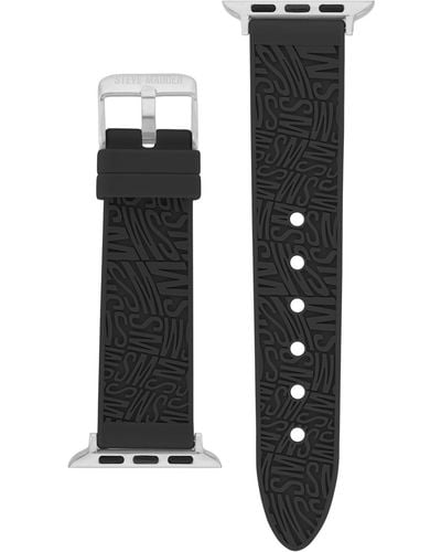 Steve Madden Black Swirl Logo Silicone Strap Compatible With 42, 44, 45, 49mm Apple Watch