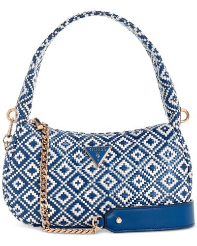 Guess Rianee Small Woven Hobo - Blue
