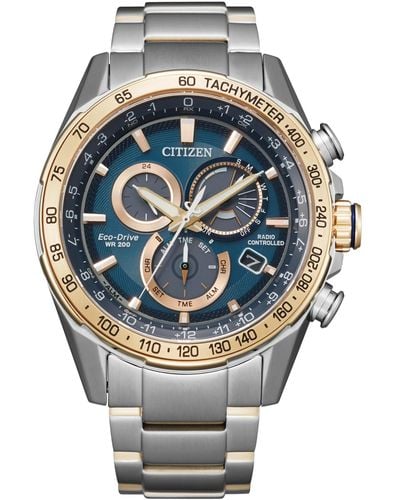 Citizen Eco-drive Chronograph Pcat Two-tone Stainless Steel Bracelet Watch 43mm - Metallic