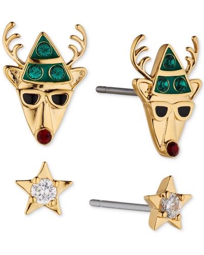 AVA NADRI Tone 2-pc. Set Crystal Reindeer & Star Stud Earrings - Metallic