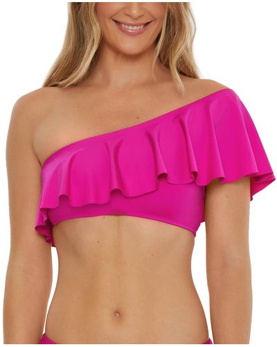 Trina Turk Monaco One-shoulder Ruffle Bikini Top - Purple