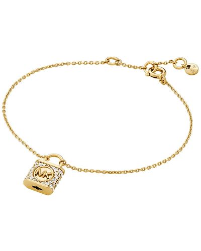 Michael Kors Pave Lock Delicate Line Bracelet - Metallic