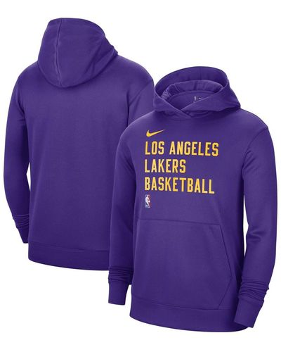 Nike And Los Angeles Lakers 2023/24 Performance Spotlight On-court Practice Pullover Hoodie - Purple