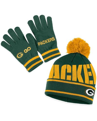 WEAR by Erin Andrews Bay Packers Double Jacquard Cuffed Knit Hat - Green