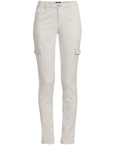 Lands' End Petite Mid Rise Slim Cargo Chino Pants - Gray