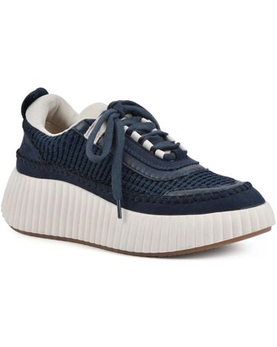 White Mountain Dynastic Lace Up Platform Sneakers - Blue
