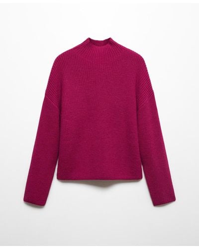 Mango Turtleneck Knit Sweater - Purple