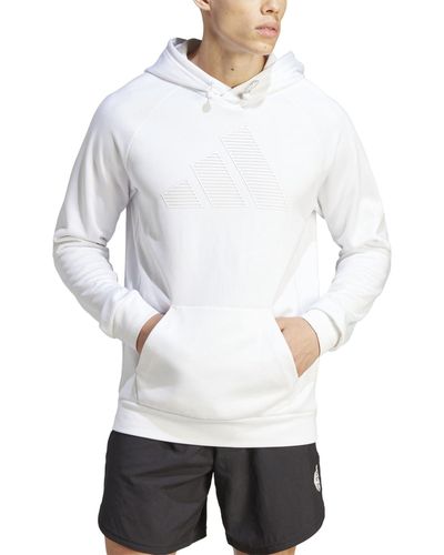 adidas Game & Go Small Logo Moisture-wicking Training Full-zip Fleece  Hoodie in Gray for Men | Lyst
