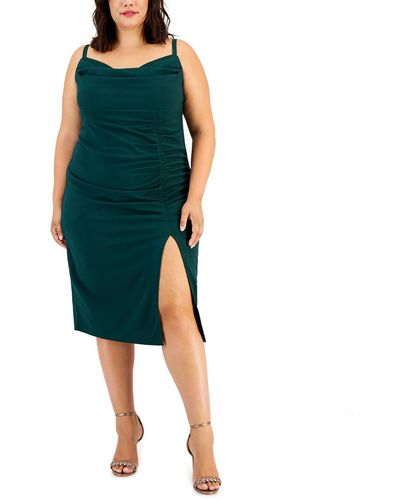Emerald Sundae Trendy Plus Size Draped Midi Dress - Green