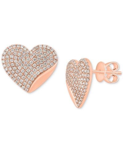 Effy Effy Diamond Pave Heart Stud Earrings (5/8 Ct. T.w. - White