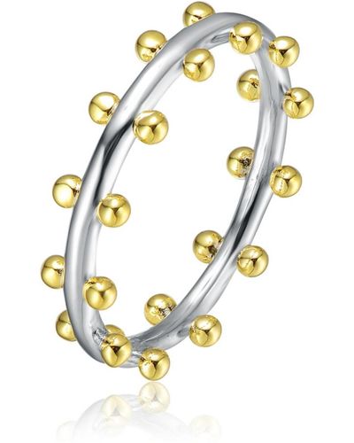 Rachel Glauber Ra White Gold Plated And 14k Gold Plated Bead Band Ring - Metallic