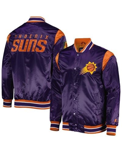 Starter Phoenix Suns Force Play Satin Full-snap Varsity Jacket - Blue