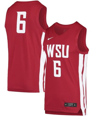 Nike #6 Washington State Cougars Replica Basketball Jersey - Red