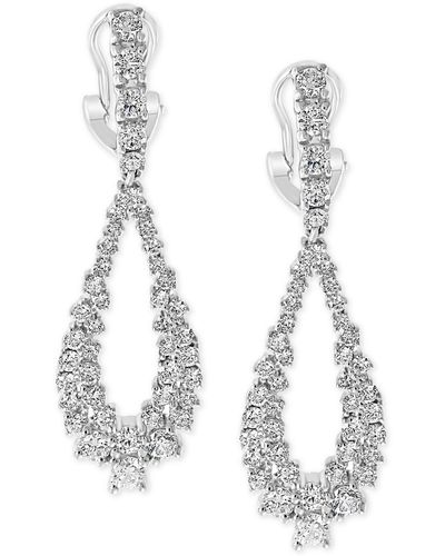 Effy Effy Diamond Cluster Teardrop Drop Earrings (2-1/6 Ct. T.w. - Metallic