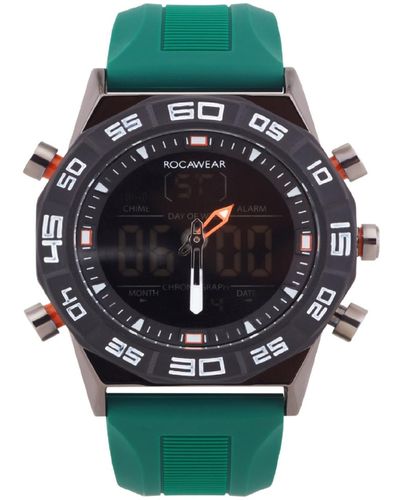 Rocawear Analog-digital Green Silicone Strap Watch 46mm