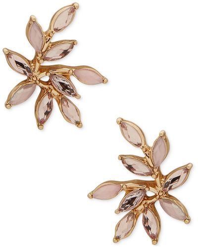 Lonna & Lilly Gold-tone Navette Stone Leaf Stud Earrings - White