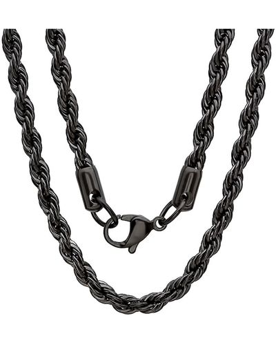 Steeltime Ip Plated Stainless Steel Rope Chain 30" Necklace - Metallic
