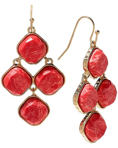 Style & Co. Stone Kite Drop Earrings - Red