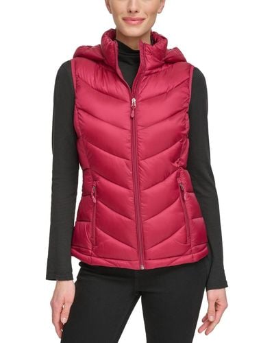 Charter Club Packable Hooded Puffer Vest - Red