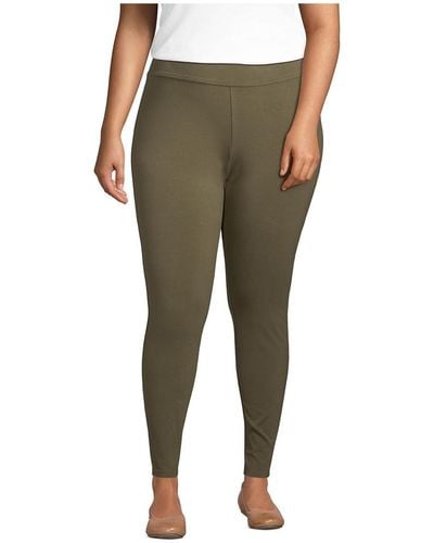 Lands' End Plus Size Starfish Mid Rise Knit leggings - Green