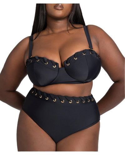Eloquii Plus Size Grommet Detail Bikini Top - Black