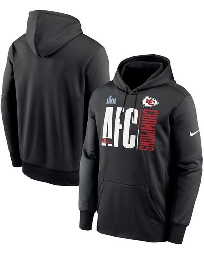Nike Kansas City Chiefs 2022 Afc Champions Iconic Therma Performance Pullover Hoodie - Black