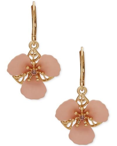 Lonna & Lilly Gold-tone Crystal Flower Drop Earrings - Pink