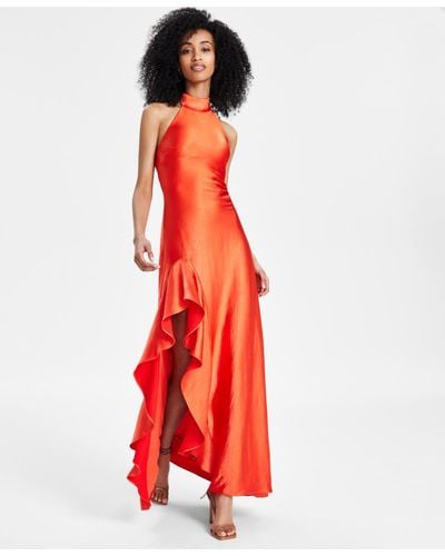 Taylor Ruffled Halter Gown - Red