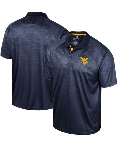 Colosseum Athletics West Virginia Mountaineers Honeycomb Raglan Polo Shirt - Blue