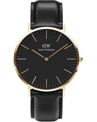 Daniel Wellington Classic Sheffield Leather Watch 40mm in Black